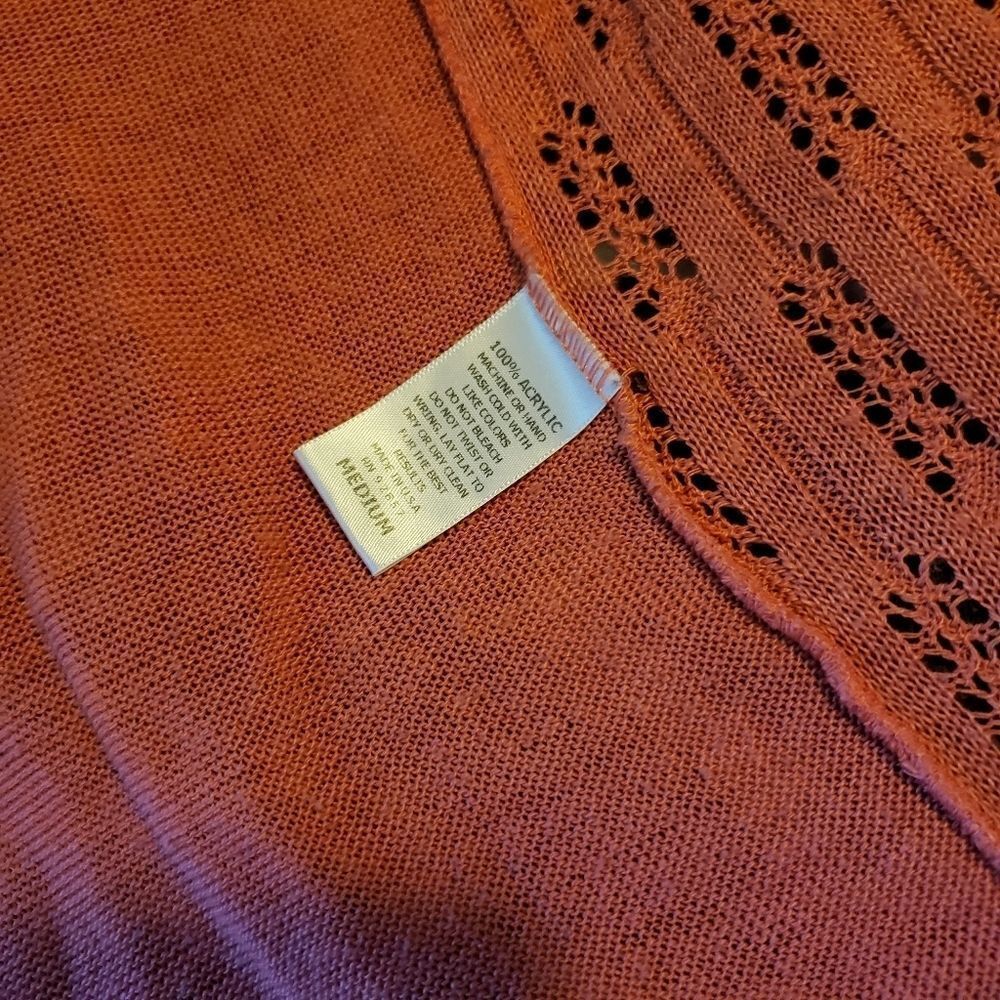 Orange sweater vest medium crocheted - Picture 3 of 3